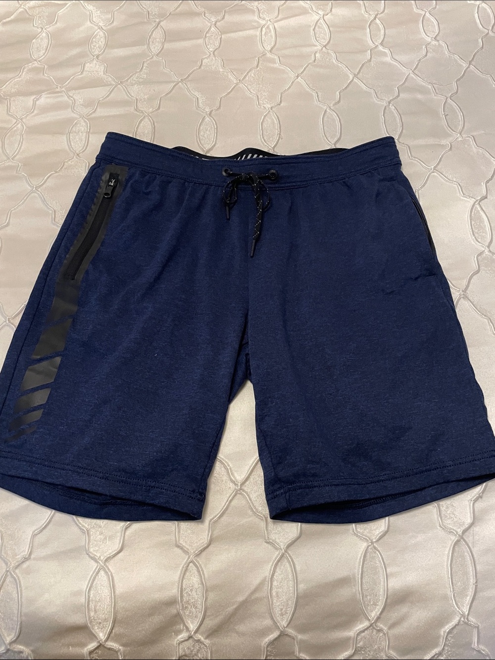American Eagle Outfitters Navy Athletic Drawstring Shorts with Zip Pocket